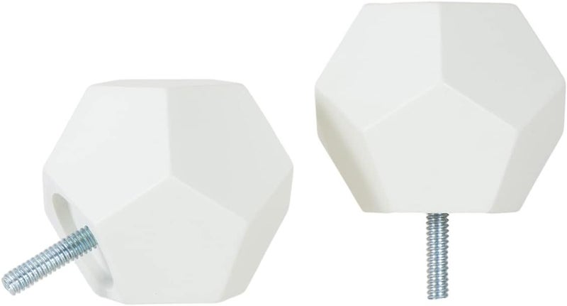 Faceted Hexagonal Finials for Curtain Rods of 7/8 and 1 inch diameter Color Ivory